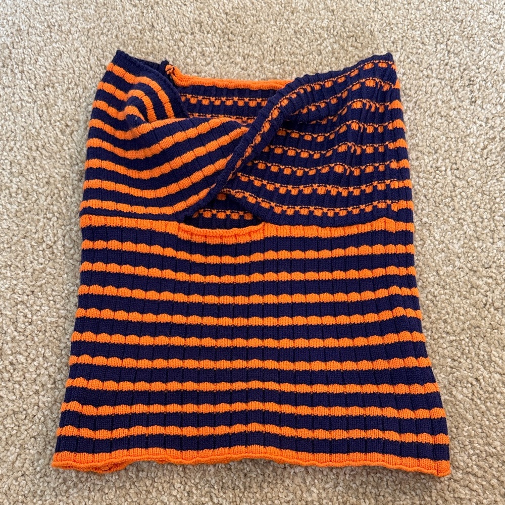 Striped Orange and Blue Knit tube top